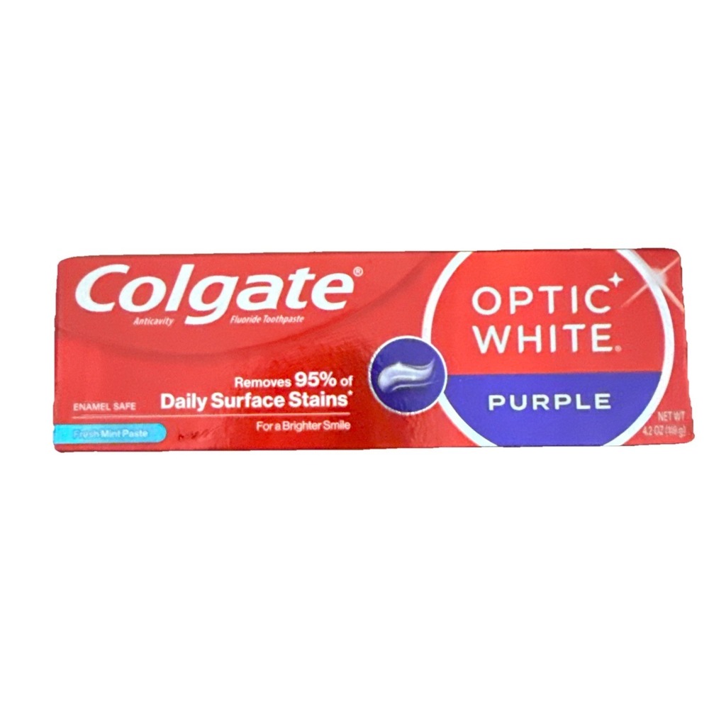 Colgate Optic White Purple Whitening Toothpaste, Mint Paste, 4.2 oz Tube Exp0227